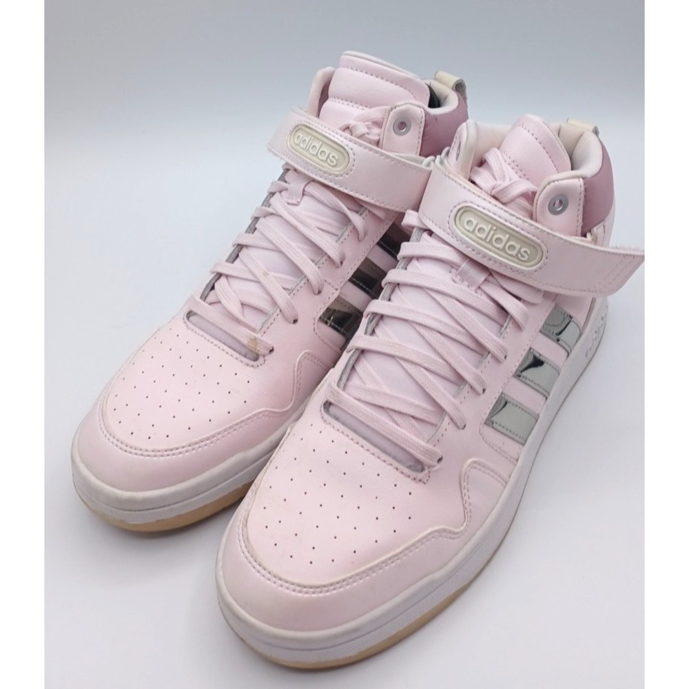 Adidas Postmove Mid Leather Basketball Shoes Womans Sz 8.5 Pink 3 Silver Stripes